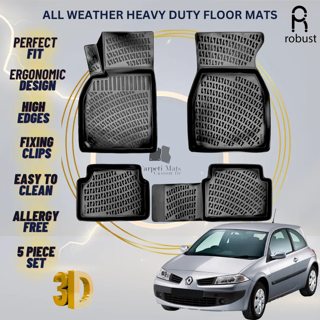 Floor Mats Liners For Renault Megane 2002-2009 All Weather Heavy Duty Car Rugs