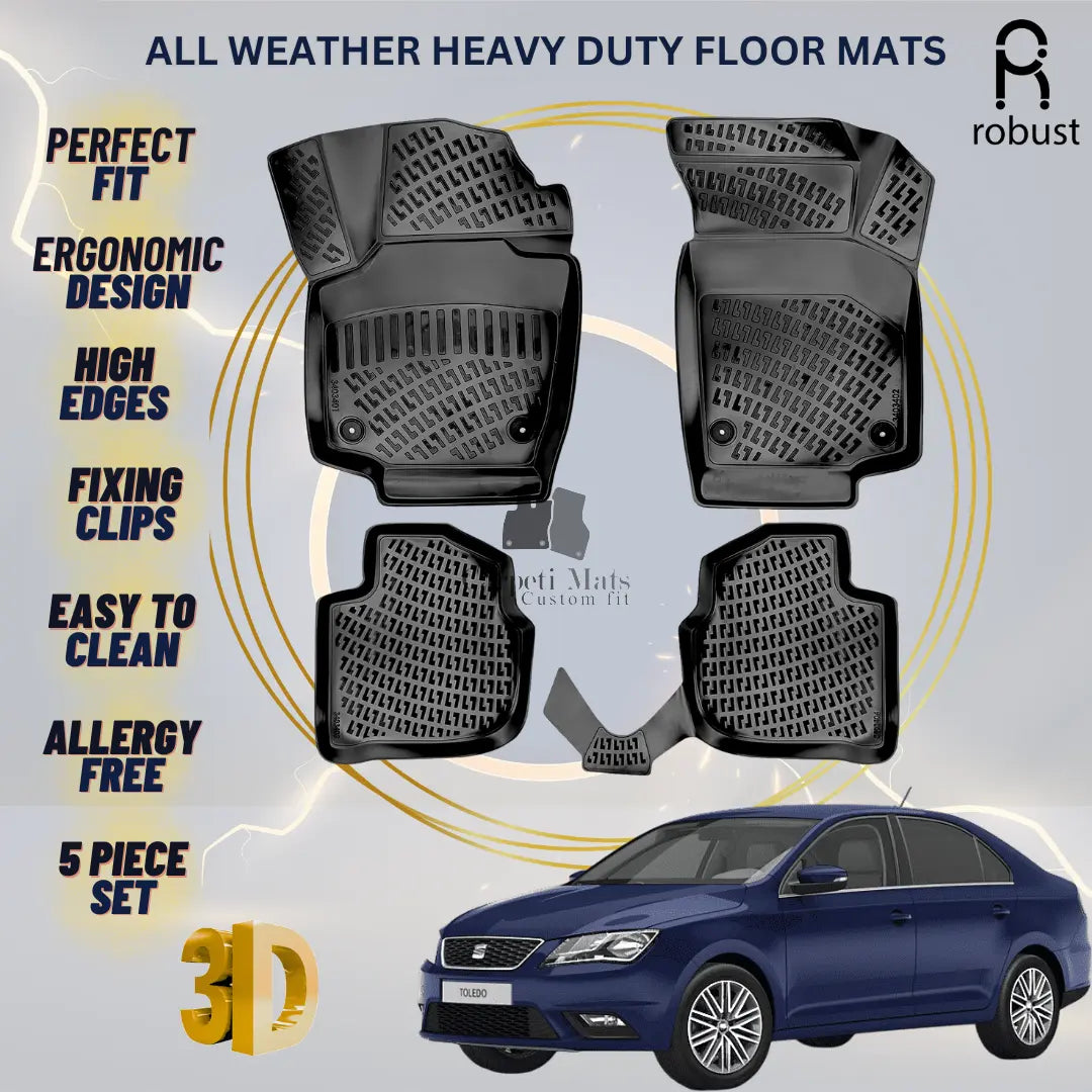 Floor Mats Liners For Seat Toledo 2012-2022 All Weather Heavy Duty 3D Car Rugs