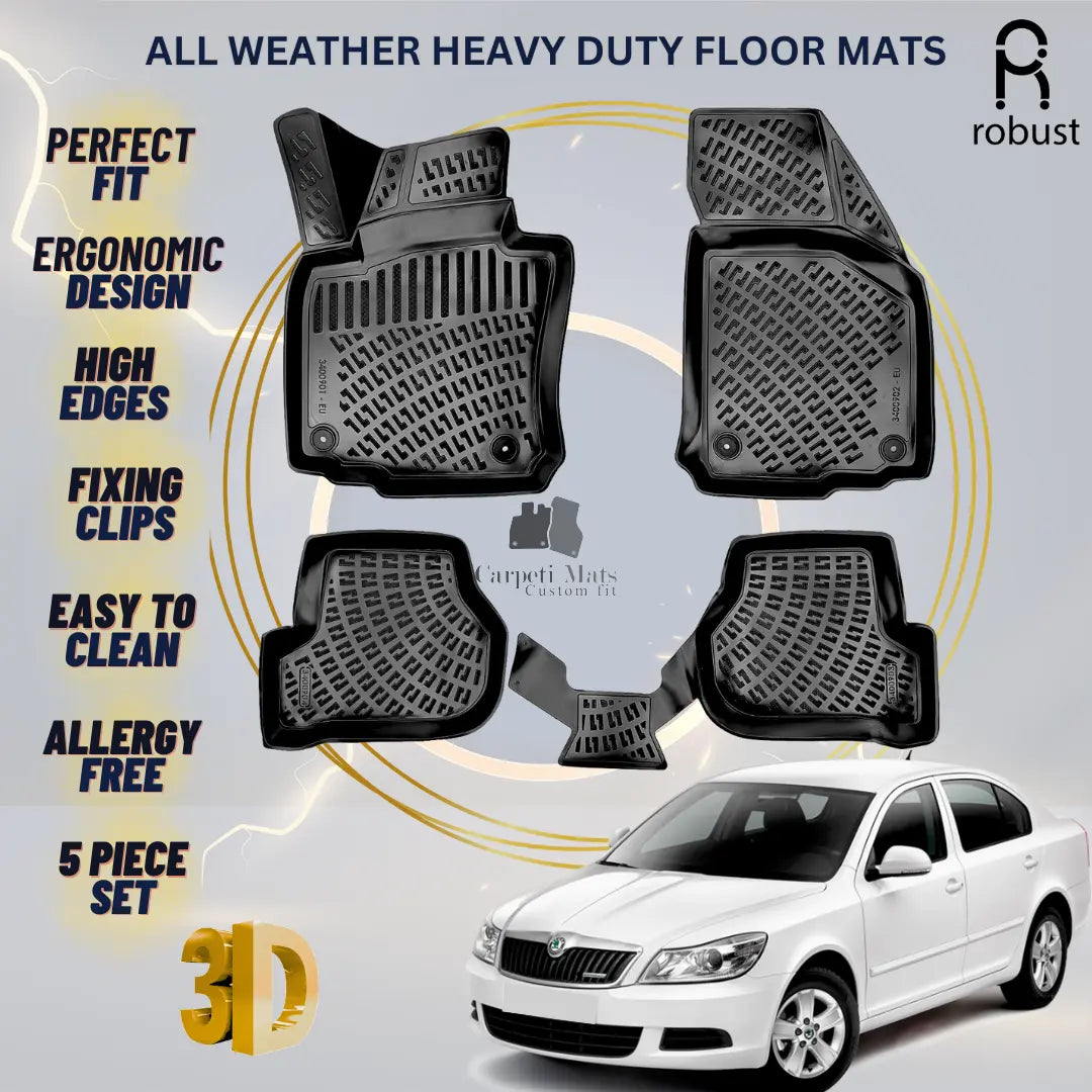 Floor Mats Liners For Skoda Octavia 2004-2012 All Weather Heavy Duty 3D Car Rugs