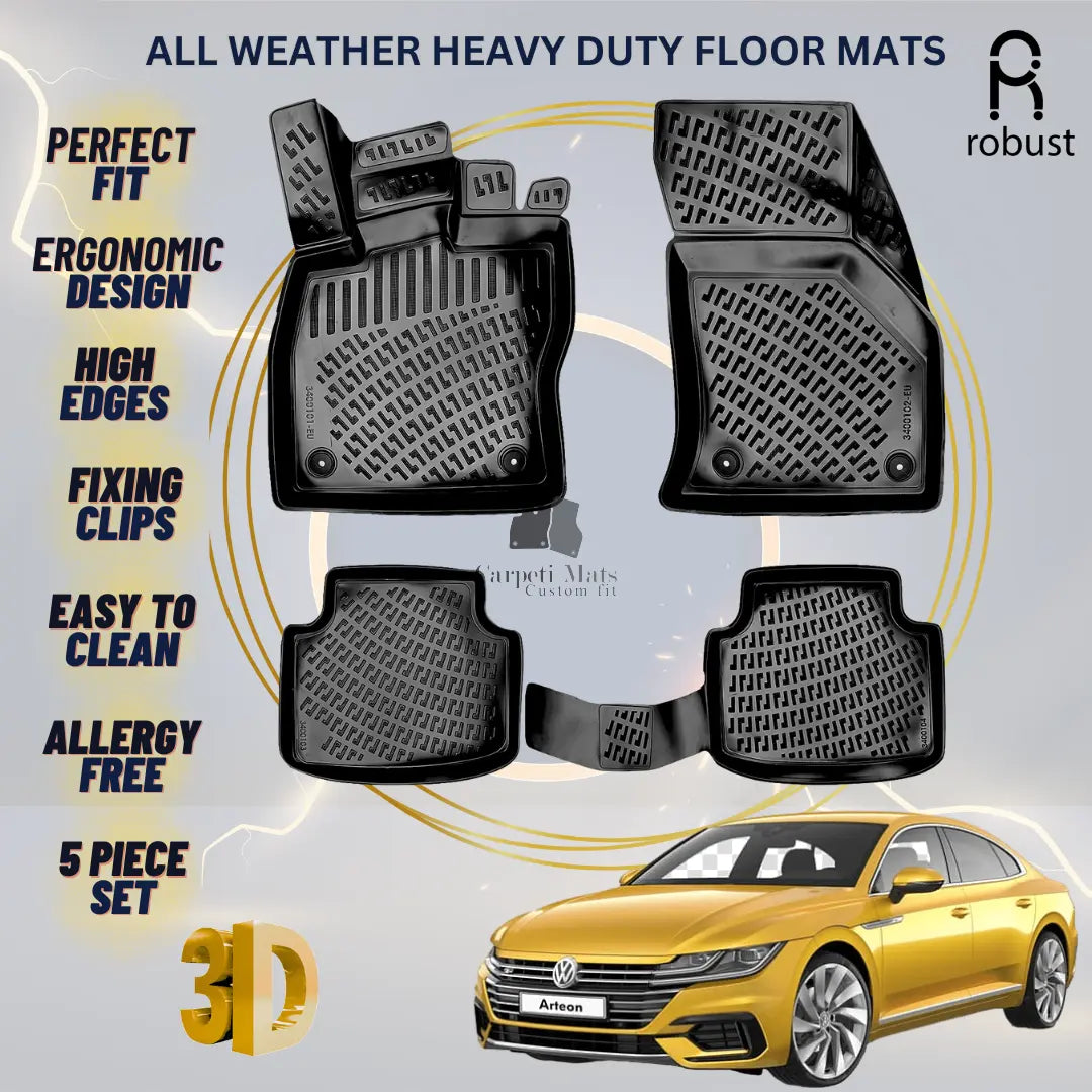 Floor Mats Liners For VW Volkswagen Arteon 2017-2020 All Weather Heavy Duty Rugs