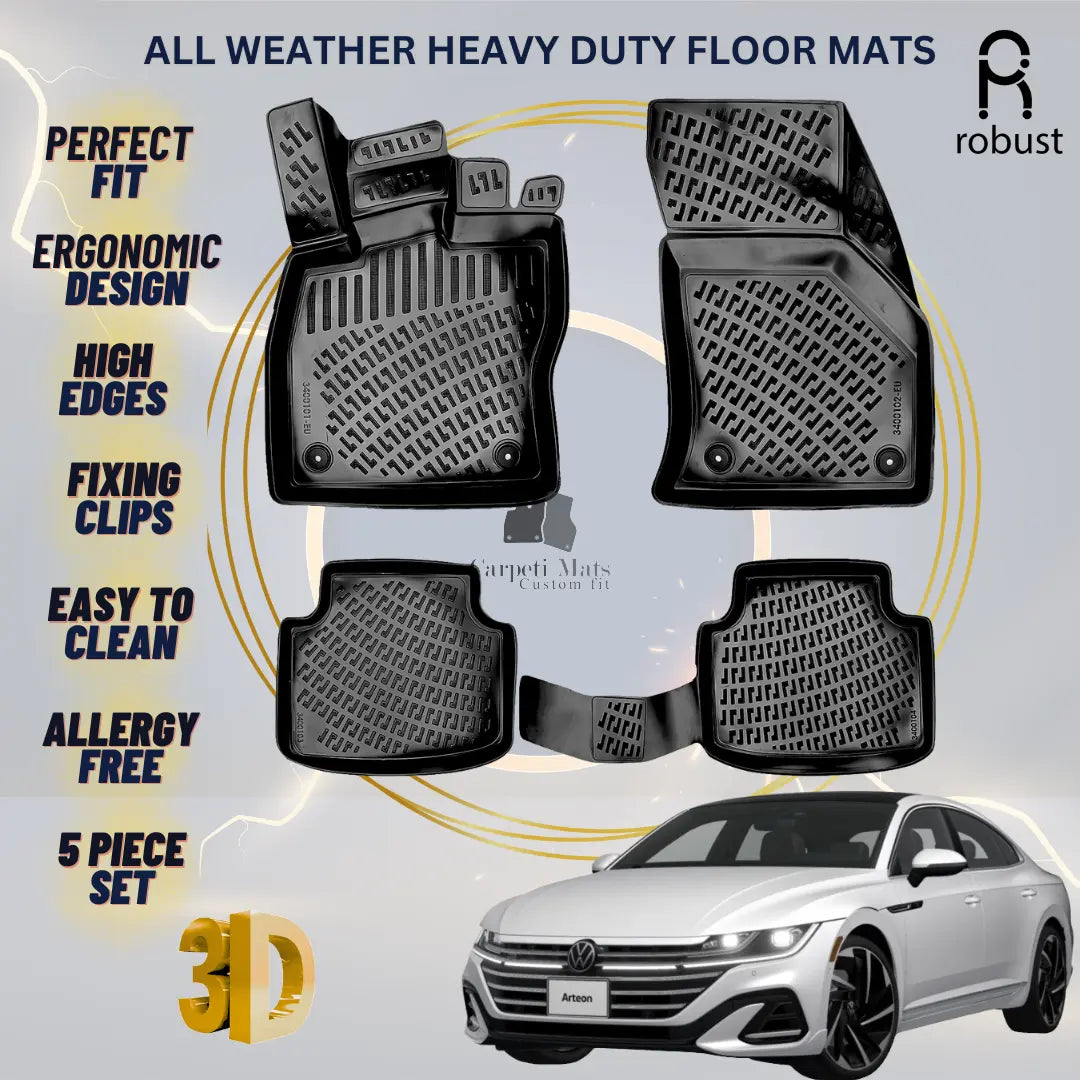 Floor Mats Liners For VW Volkswagen Arteon 2020-2024 All Weather Heavy Duty Rugs