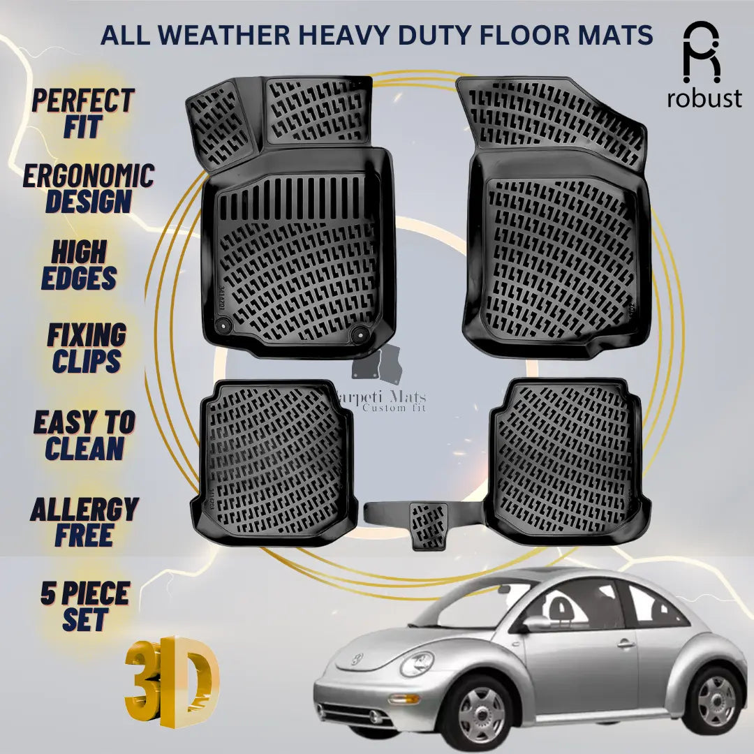 Floor Mats Liners For VW Volkswagen Beetle 1998-2011 All Weather Heavy Duty Rugs