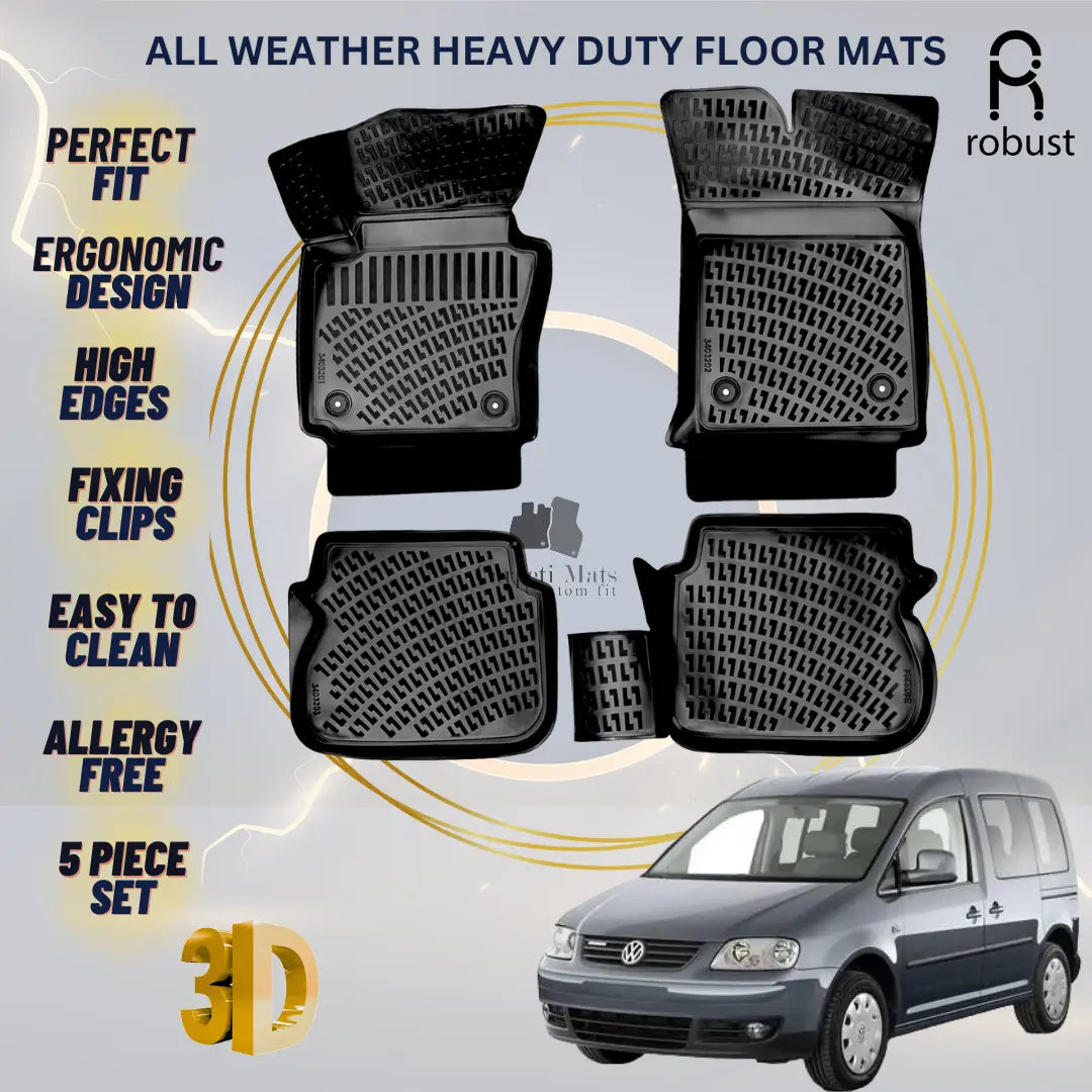 Floor Mats Liners For VW Volkswagen Caddy 2004-2010 All Weather Heavy Duty Rugs