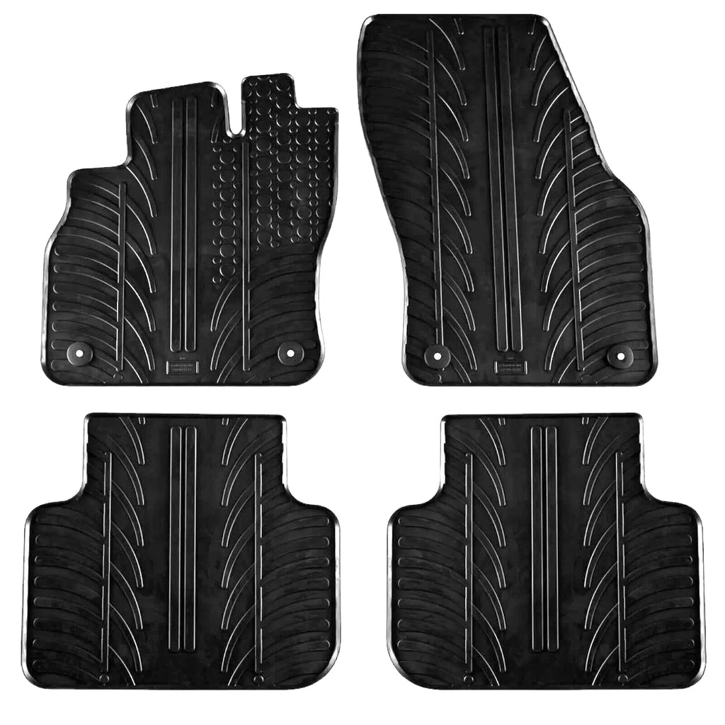 Carpeti Mats Velour Waterproof Floor Mat Set For Audi Q3 (2011-2018) – Black, 4-Piece With Embroidered Logo